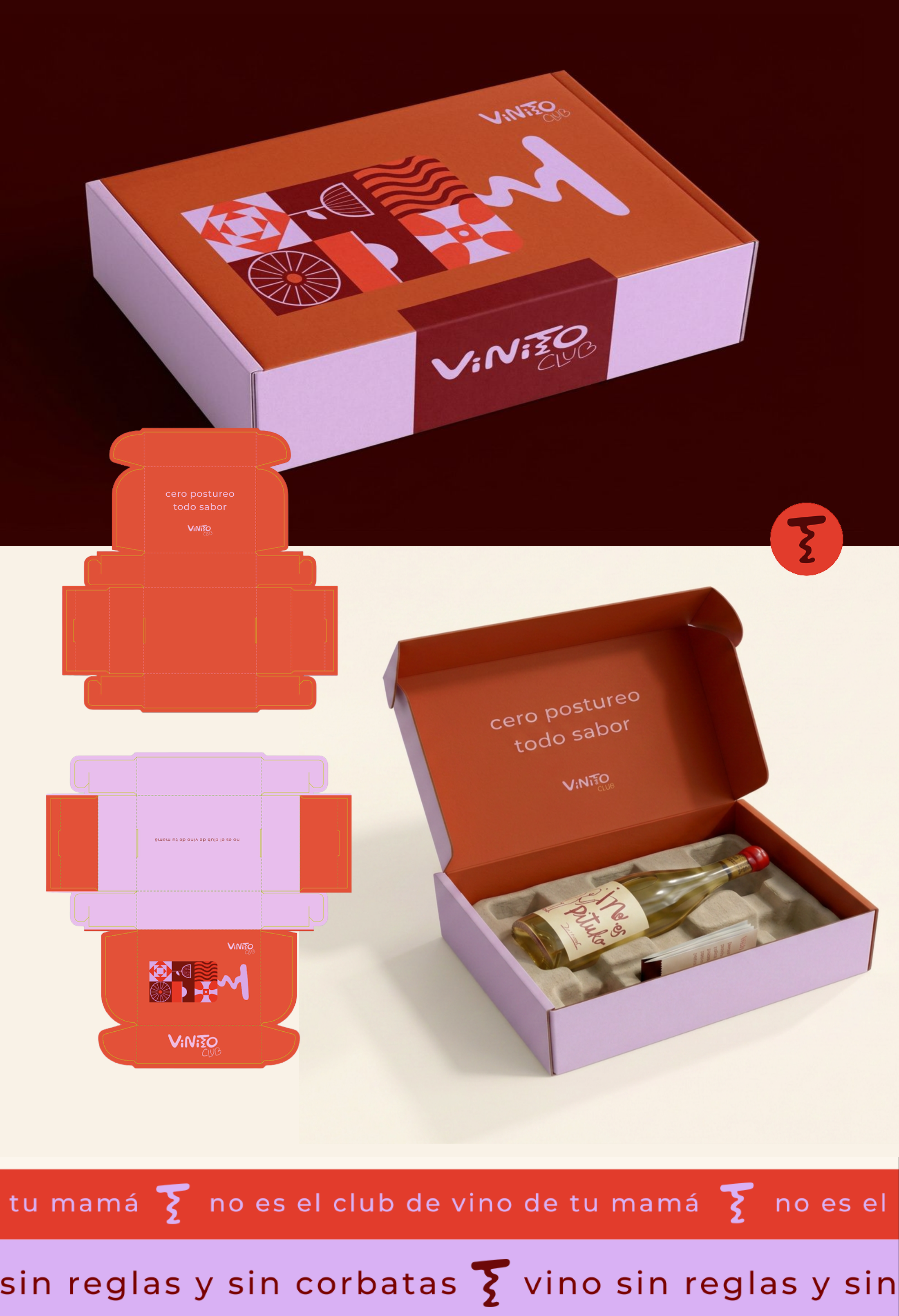 Vinito Club packaging system and box mockups
